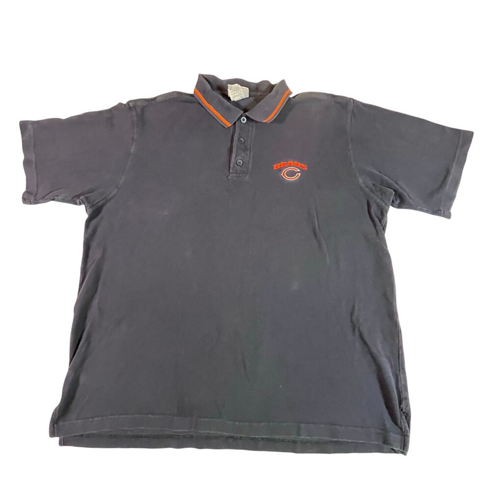 NFL Chicago Bears Stitched Logo Polo Dark Blue Shirt Men Sz XL
